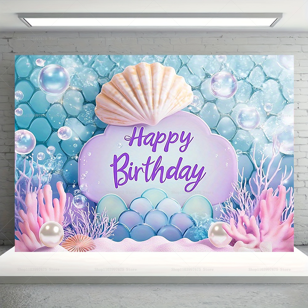 Baby Food Grinder - Mermaid Party Backdrops Children's Happy Birthday