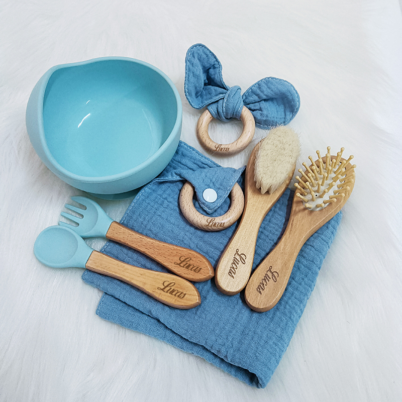 Weaning Spoon Set - 7PCS/Set Personalized Name Baby Silicone Sucker