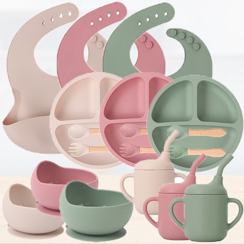 Weaning Spoon Set - Children's silicone tableware set Baby Complementary