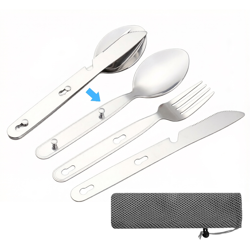 Weaning Spoon Set - 3pcs/set Folding Spoon Fork Knife 304