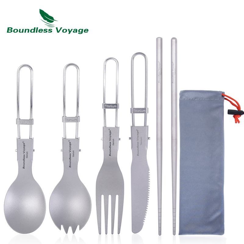 Weaning Spoon Set - Boundless Voyage Titanium Camping Cutlery Folding