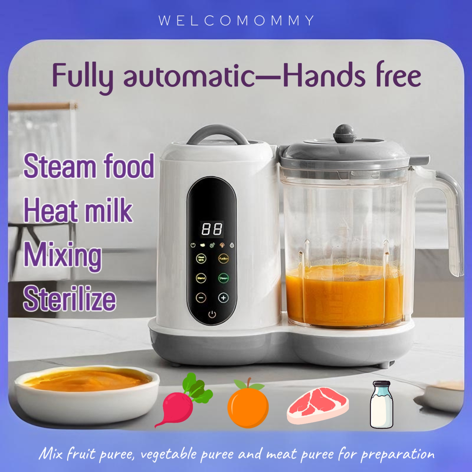 Baby Food Blender And Steamer - Multifunctional Baby Food Maker Automatic Baby