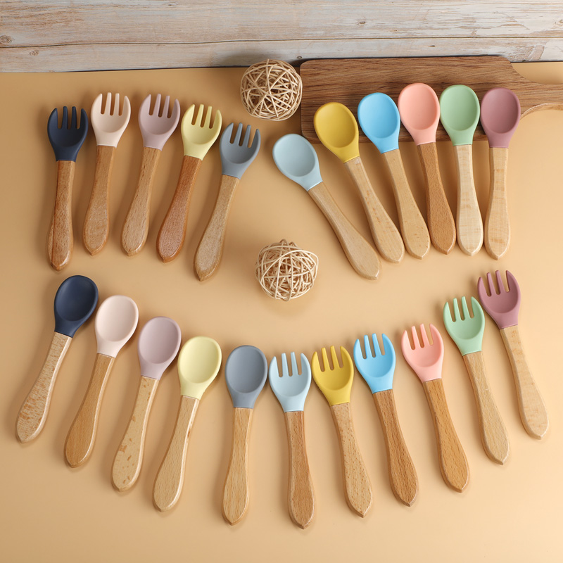 Baby Food Utensils - TYRY.HU 1Set Baby Silicone Fork Spoon