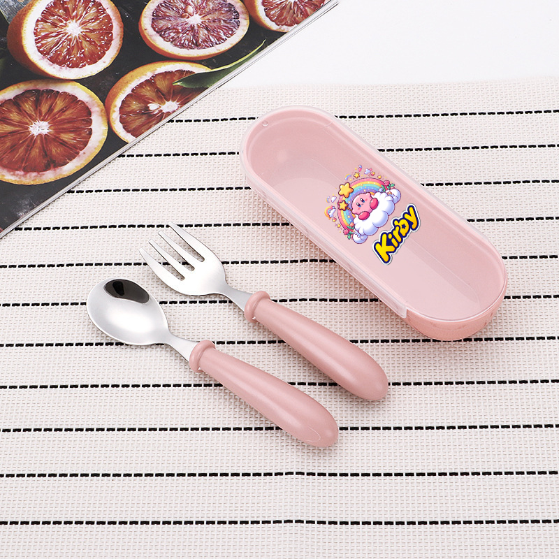 Weaning Spoon Set - 3pcs/set Kirbys Spoon Forks Box Stainless