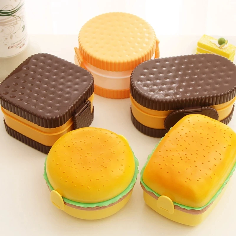 Weaning Spoon Set - Hamburger Lunch Box Double Tier Cute
