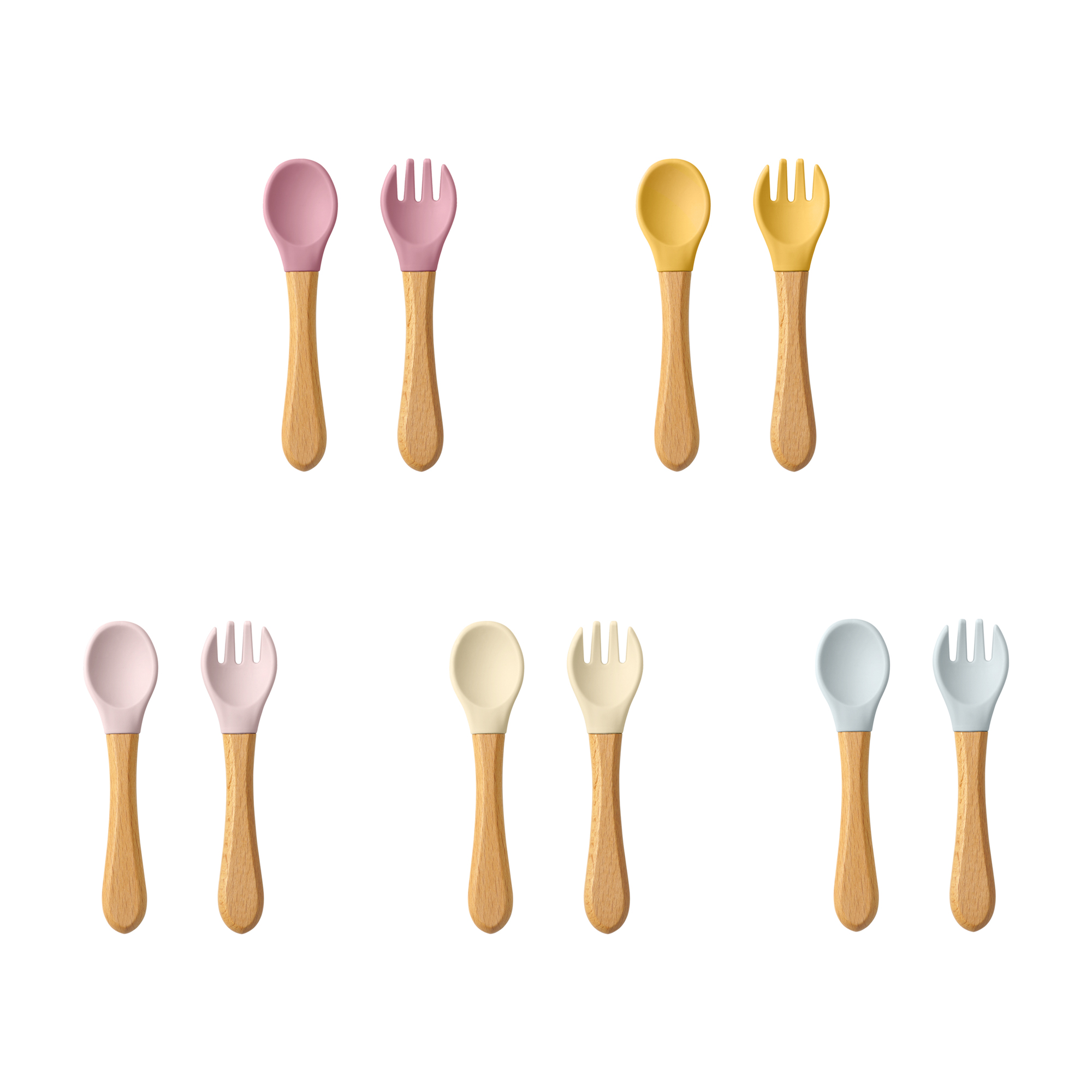 Baby Food Utensils - 2PCS Baby Learning Spoons Utensils Set